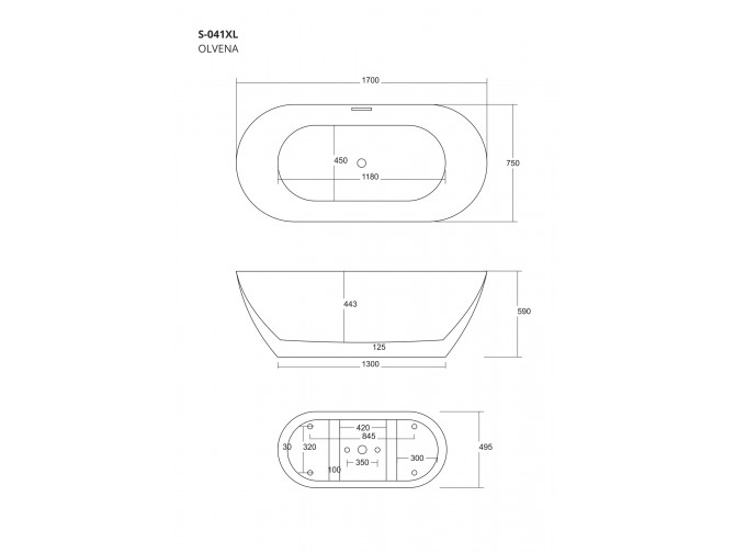 Freistehende Badewanne Olvena 170x75... Freistehende Badewanne Olvena 170x75...