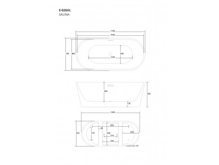 Freistehende Badewanne Salina 170x70 | Ablauf Klick-Klack & Füße im SET!