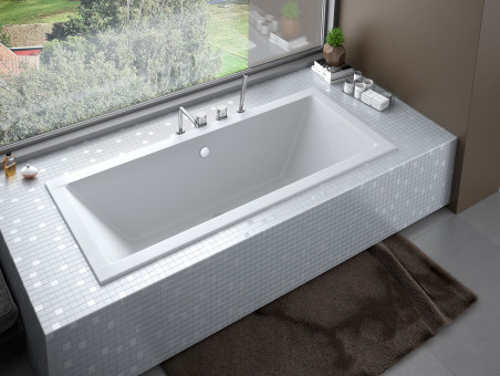 Badewanne Rechteck Quadros Slim 180x80 Rand 15mm | Ablauf Viega & Füße GRATIS !