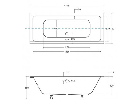 Badewanne Rechteck Quadros Slim 180x80 Rand 15mm | Ablauf Viega & Füße GRATIS !