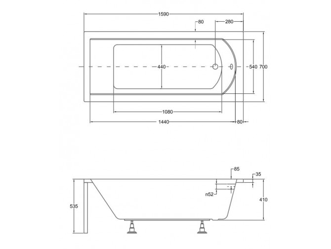 Badewanne Rechteck Shea 160x70 |...
