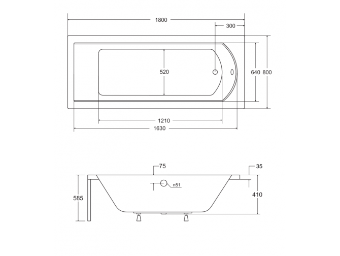 Badewanne Rechteck Shea 180x80 |...