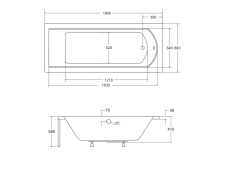 Badewanne Rechteck Shea 180x80 | Ablauf Viega & Füße GRATIS !