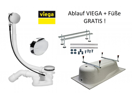 Badewanne Eckwanne Dora 170x110 Rechts | Ablauf Viega & Füße GRATIS !