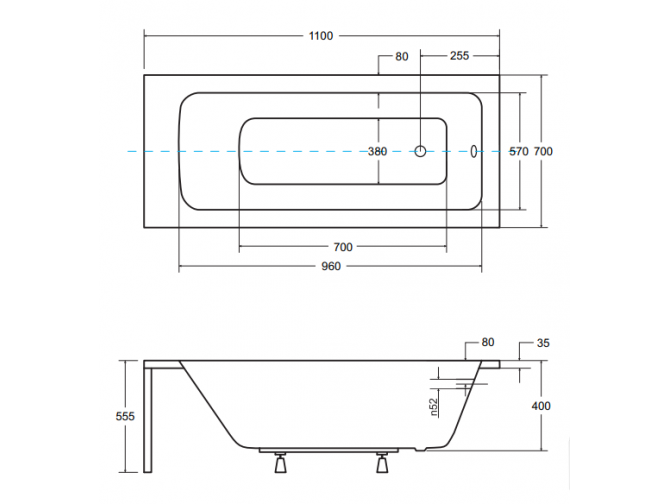 Badewanne Rechteck Talia 110x70 |...