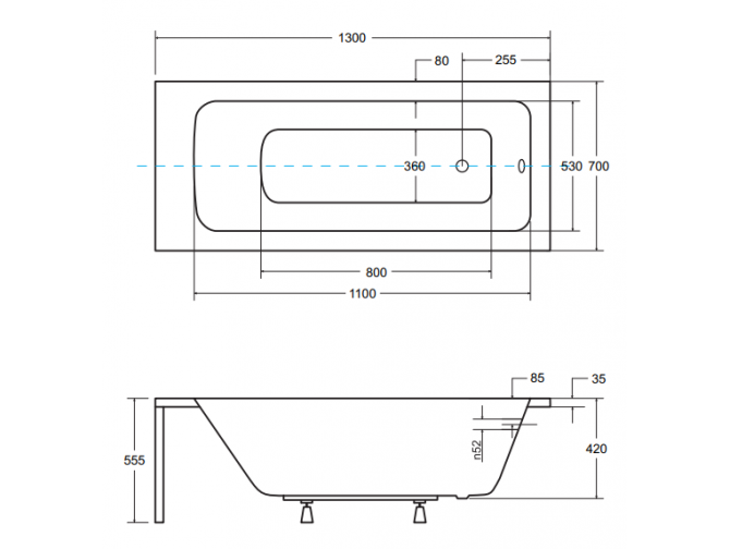 Badewanne Rechteck Talia 130x70 |... Badewanne Rechteck Talia 130x70 |...