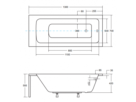 Badewanne Rechteck Talia 130x70 | Ablauf Viega & Füße GRATIS !