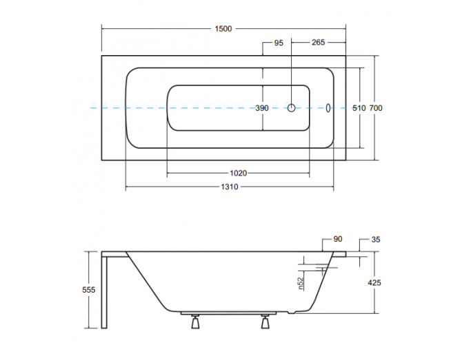 Badewanne Rechteck Talia 150x70 |... Badewanne Rechteck Talia 150x70 |...