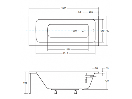 Badewanne Rechteck Talia 150x70 | Ablauf Viega & Füße GRATIS !