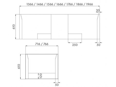 Wannenträger für Rechteckige Badewannen 160-200x80 Styroporträger