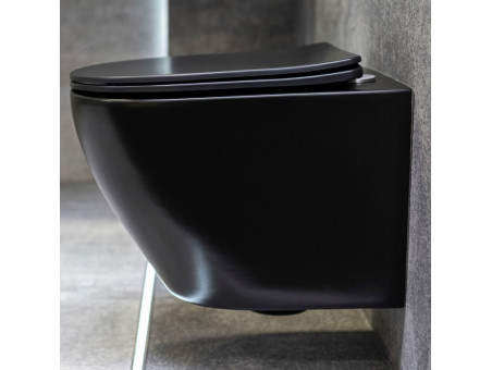 WC-Toilette: Schüssel Delos Schwarz mit Klosettsitz Slim Soft-Close