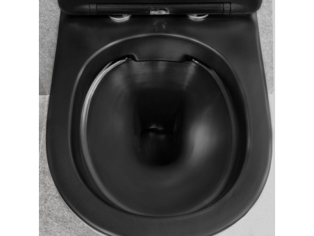 WC-Toilette: Schüssel Delos Schwarz mit Klosettsitz Slim Soft-Close