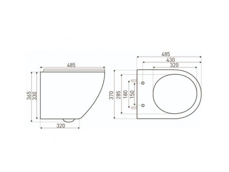 WC-Toilette: Schüssel Delos Schwarz mit Klosettsitz Slim Soft-Close