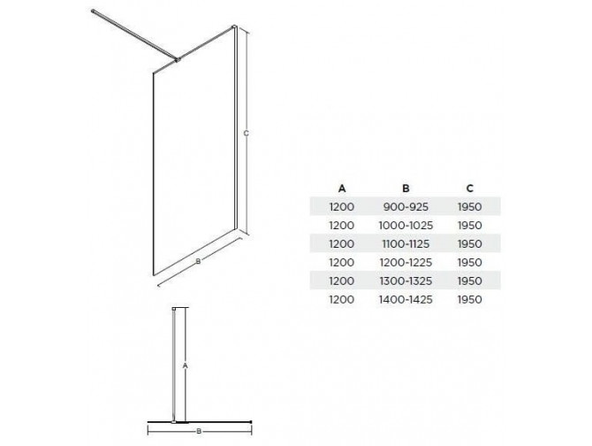 Duschkabine Walk in Aveos 130x195 8mm...