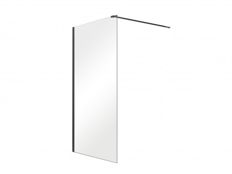 Duschkabine Walk in Aveos Schwarz 130x195 8mm Transparentes Glas