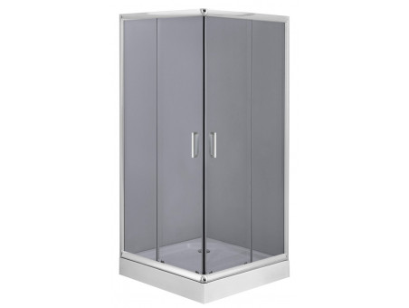 SET: Duschwanne Oskcar & Duschkabine Viereck Funkia 90x90 185cm Grafit Glas
