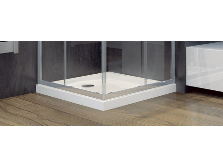 SET: Duschwanne Oskcar & Duschkabine Viereck Funkia 90x90 185cm Grafit Glas