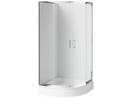 SET: Duschwanne Alexo & Duschkabine Halbrund Funkia 80x80 185cm Transparentes Glas