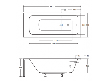 Badewanne Rechteck Talia Premium 170x75 | Ablauf Viega & Füße GRATIS !