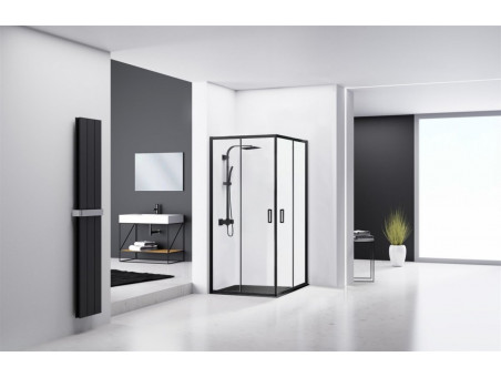 Duschkabine Viereck Punto Schwarz 80x80 190cm Transparentes Glas