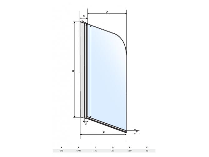 Duschwand 1-teilig Ambition I 75x130...