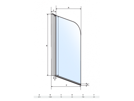 Duschwand 1-teilig Ambition I 75x130 Gehärtetes Glas 5 mm