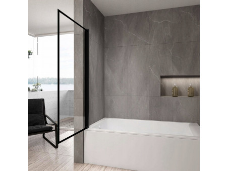 Duschwand 1-teilig Lagos Schwarz 70x140 Gehärtetes Glas 5mm