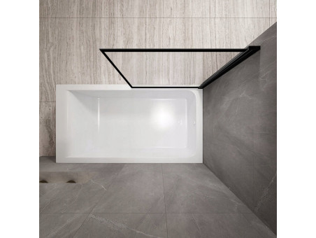 Duschwand 1-teilig Lagos Schwarz 70x140 Gehärtetes Glas 5mm