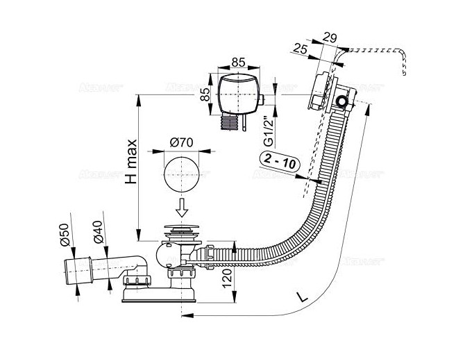 Füllfunktion Siphon für Badewannen... Füllfunktion Siphon für Badewannen...