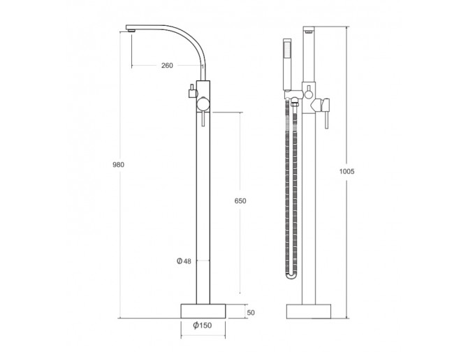 Freistehende Wannenarmatur Decco II Gold