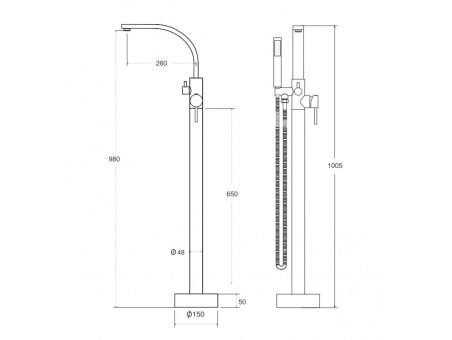 Freistehende Wannenarmatur Decco II Schwarz Matt