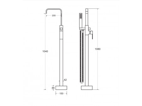 Freistehende Wannenarmatur Modern I Schwarz Matt