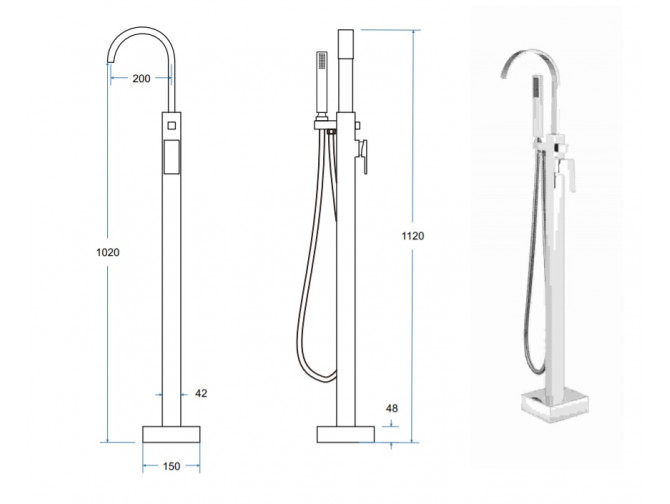 Freistehende Wannenarmatur Modern II... Freistehende Wannenarmatur Modern II...
