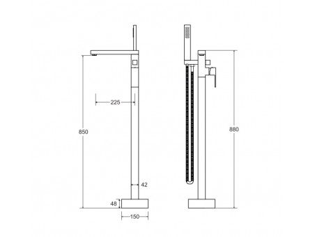Freistehende Wannenarmatur Varium Schwarz Matt