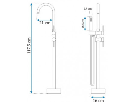 Freistehende Wannenarmatur Ortis Hellgold