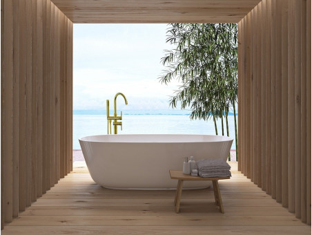 Freistehende Wannenarmatur Ortis Hellgold