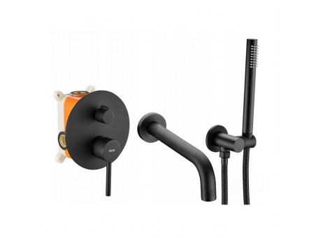 Unterputz Set Badewannenarmatur in Schwarz Matt Lungo Box