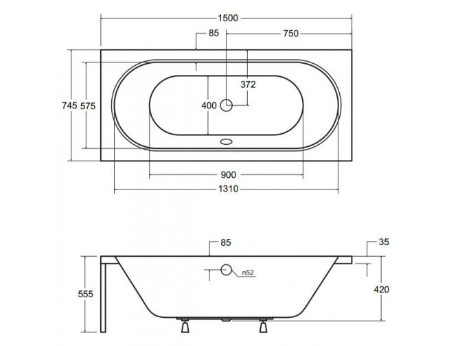 Badewanne Rechteck Vitae 150x75 |... Badewanne Rechteck Vitae 150x75 |...