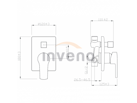 Unterputz Badewannenarmatur 2 - Funktionen Verso Chrom Quadratisch
