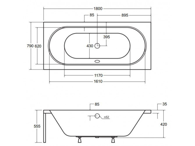Badewanne Rechteck Vitae 180x80 |... Badewanne Rechteck Vitae 180x80 |...