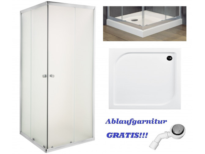 SET: Duschwanne Oskcar & Duschkabine Viereck Parla 80x80 180cm Transparentes Glas