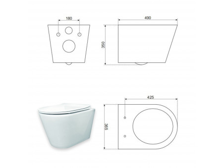 WC-Toilette: Schüssel Milos Weiß mit Klosettsitz Slim Soft-Close