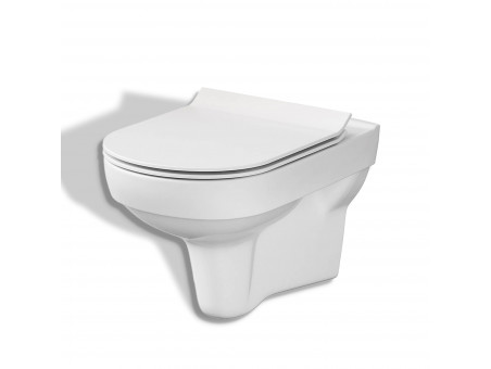 WC SET: Vorwandelement Duofix + Toilette Slim Soft-Close City-Cleanon Weiß + Schallschutzmatte + Betätigungsplatte in Chrom
