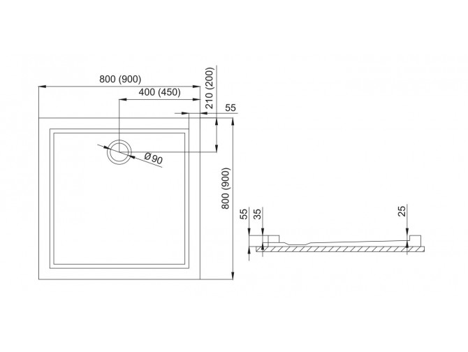 Duschwanne Viereck Goliat 90x90 |...