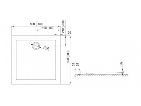 Duschwanne Viereck Goliat 90x90 | Ablaufgarnitur im SET !